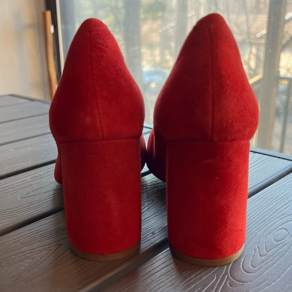 Clarks Red Suede Block Heel Pumps - Picture 3 of 7